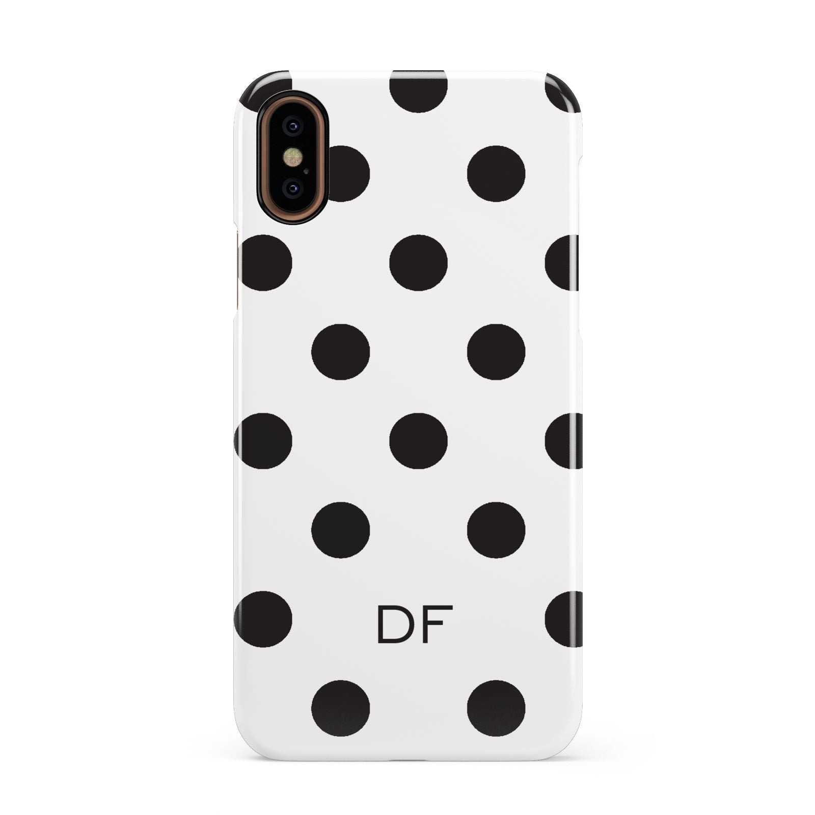 Personalised Initial Black Dots Apple iPhone XS 3D Snap Case