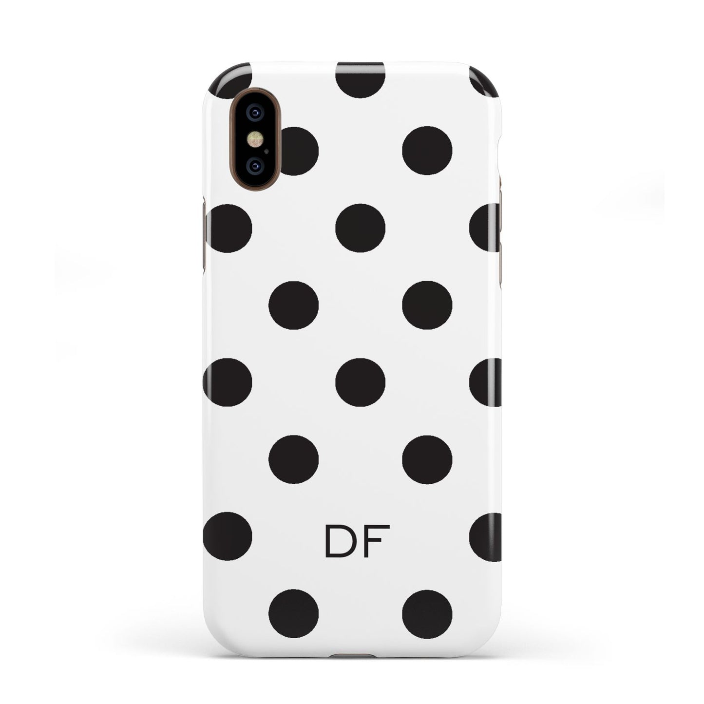 Personalised Initial Black Dots Apple iPhone XS 3D Tough