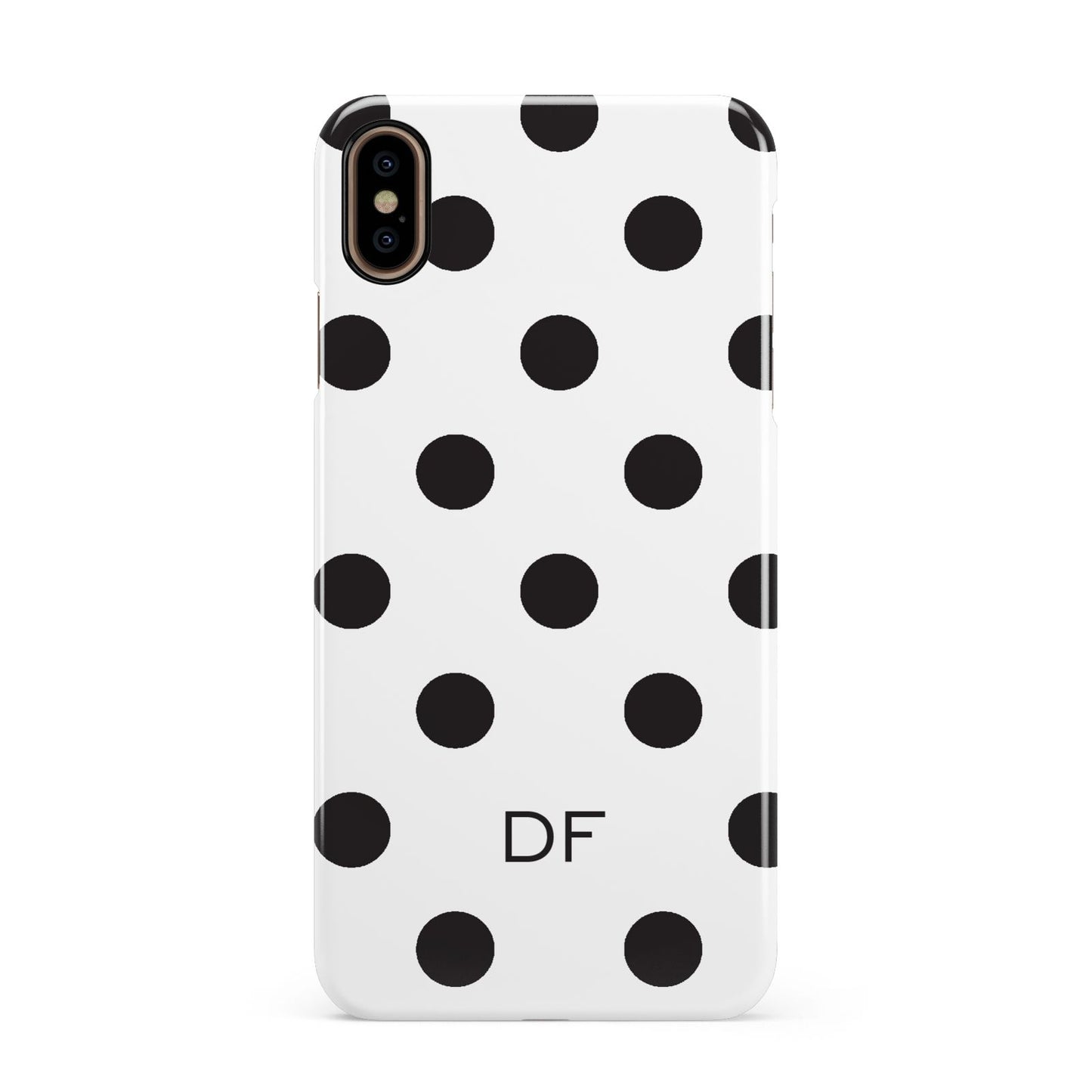 Personalised Initial Black Dots Apple iPhone Xs Max 3D Snap Case