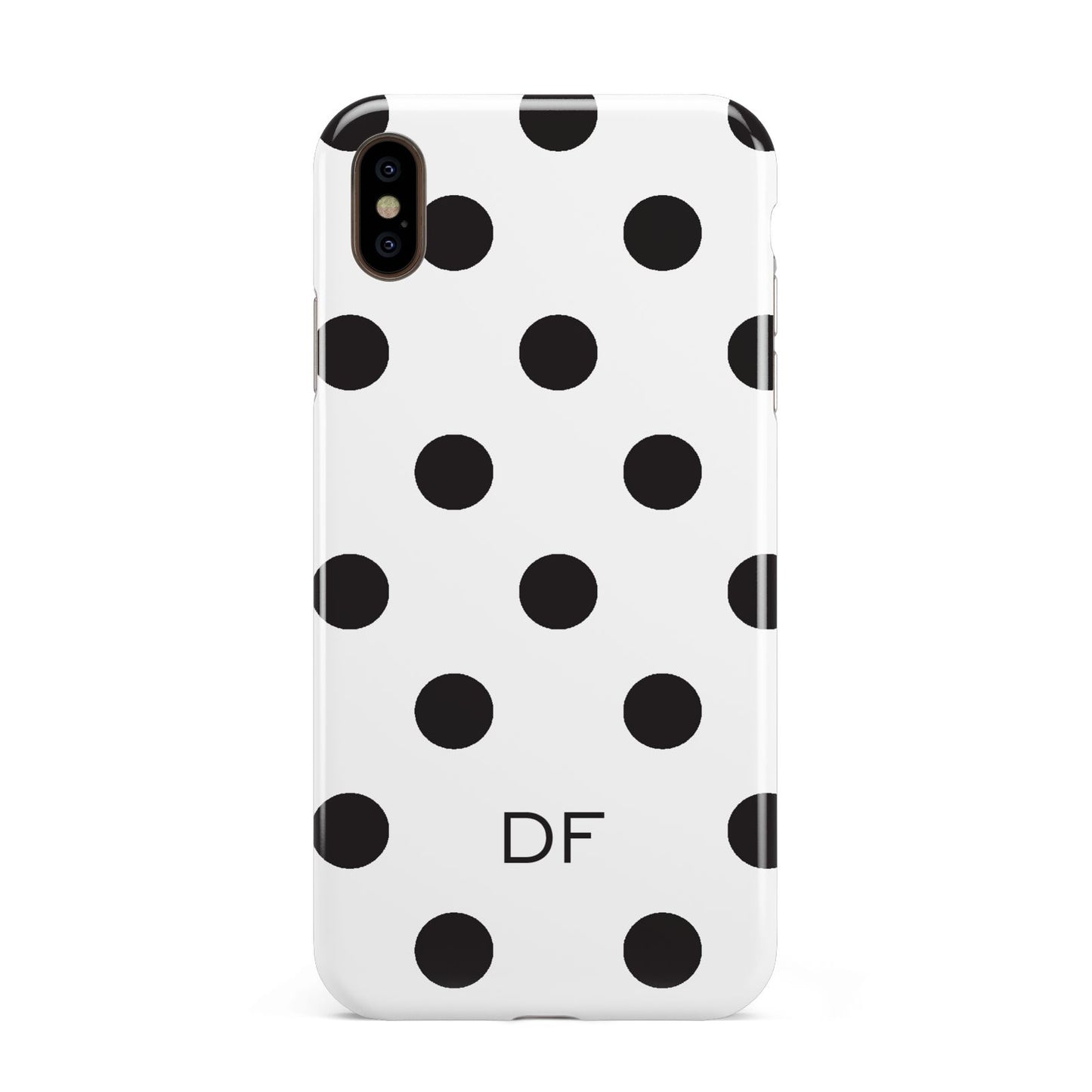 Personalised Initial Black Dots Apple iPhone Xs Max 3D Tough Case