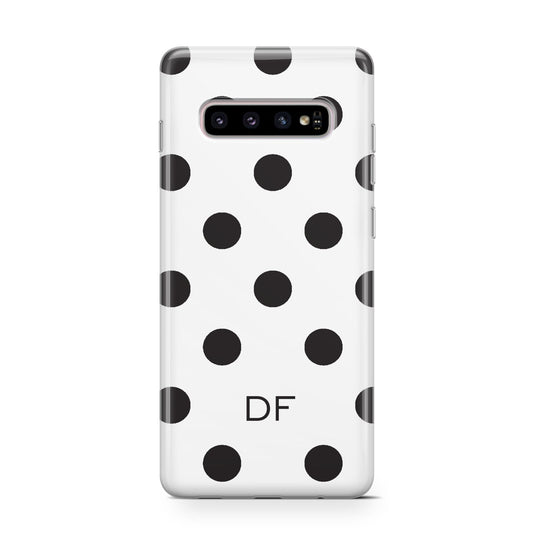 Personalised Initial Black Dots Protective Samsung Galaxy Case