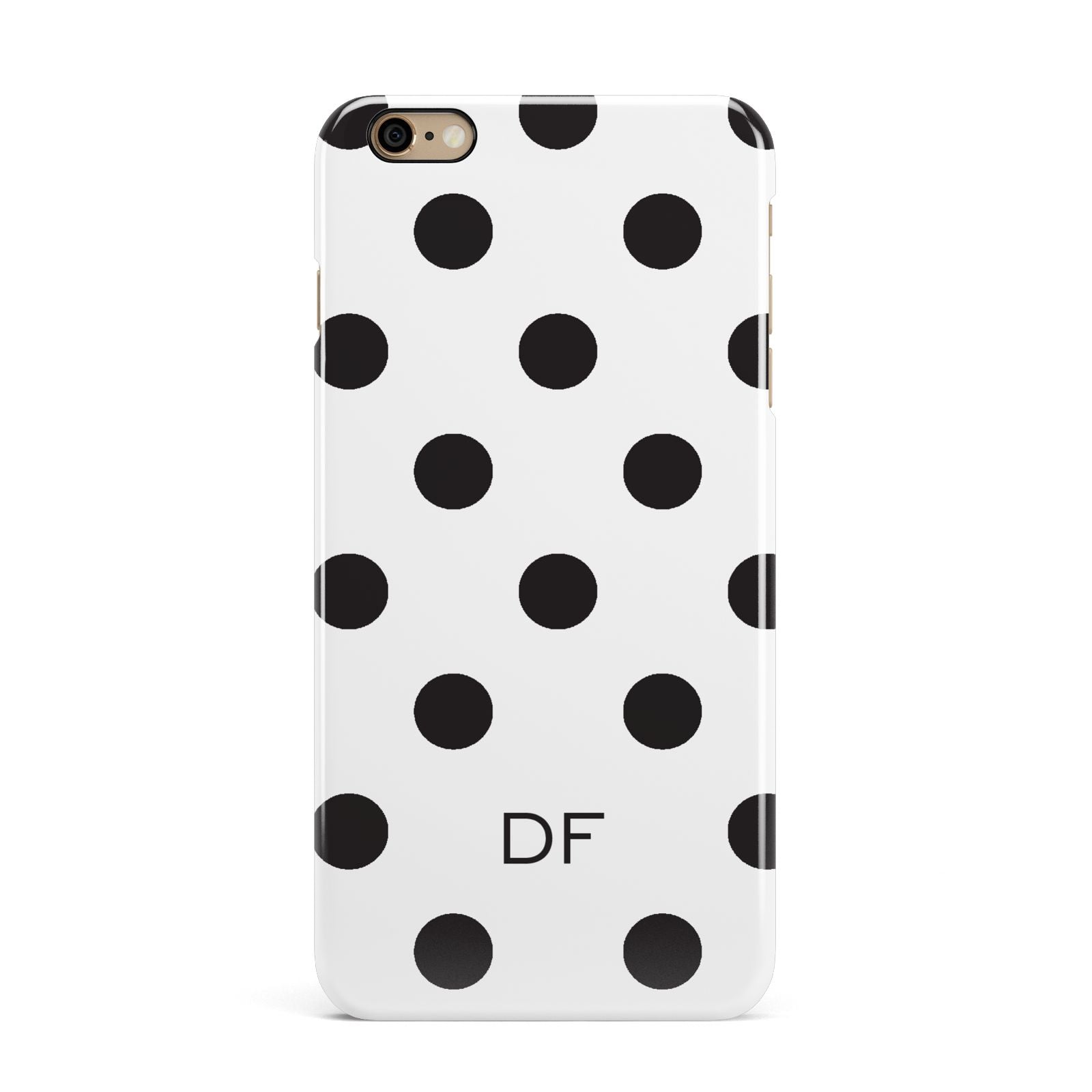 Personalised Initial Black Dots iPhone 6 Plus 3D Snap Case on Gold Phone