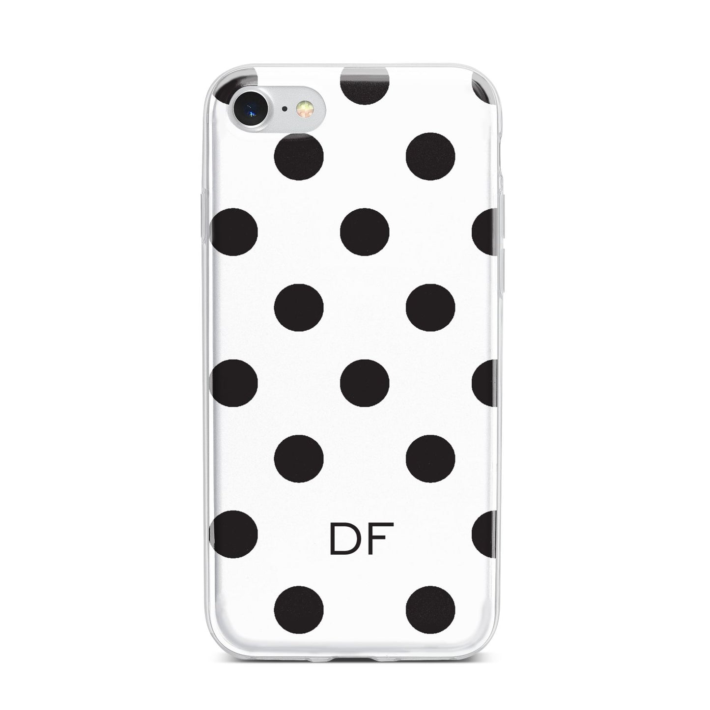 Personalised Initial Black Dots iPhone 7 Bumper Case on Silver iPhone