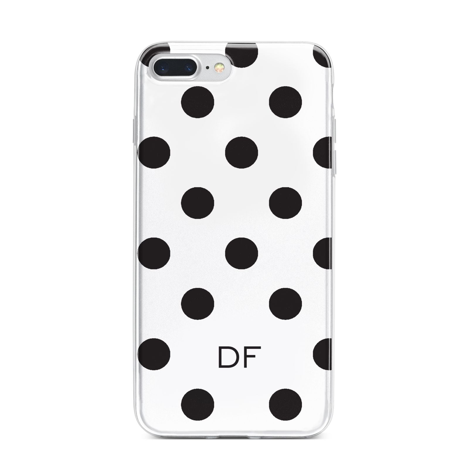 Personalised Initial Black Dots iPhone 7 Plus Bumper Case on Silver iPhone