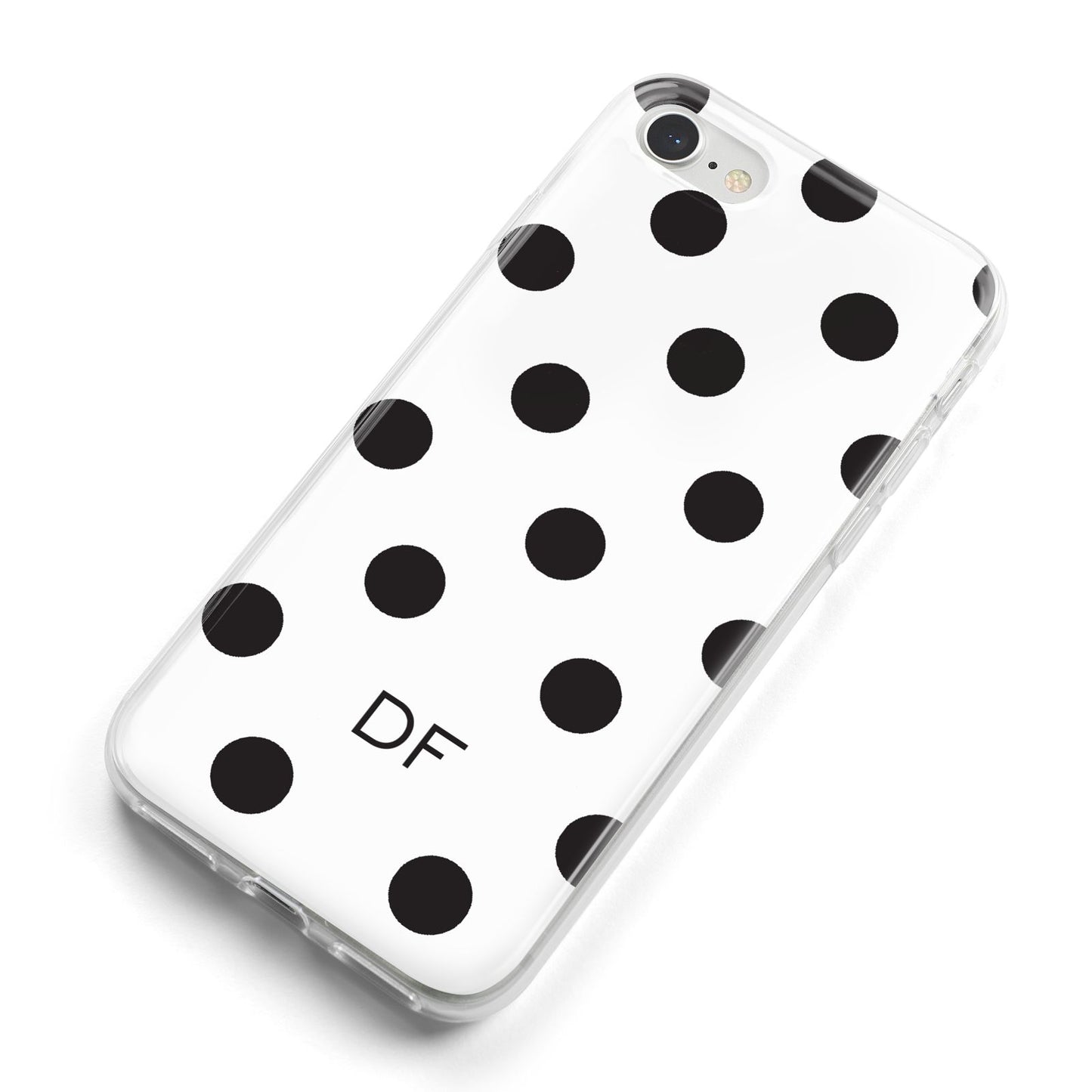 Personalised Initial Black Dots iPhone 8 Bumper Case on Silver iPhone Alternative Image