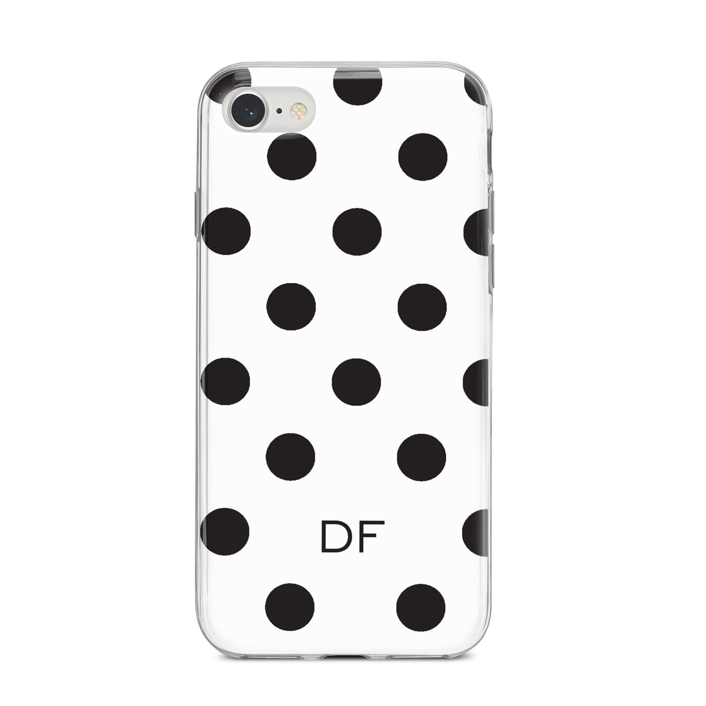 Personalised Initial Black Dots iPhone 8 Bumper Case on Silver iPhone