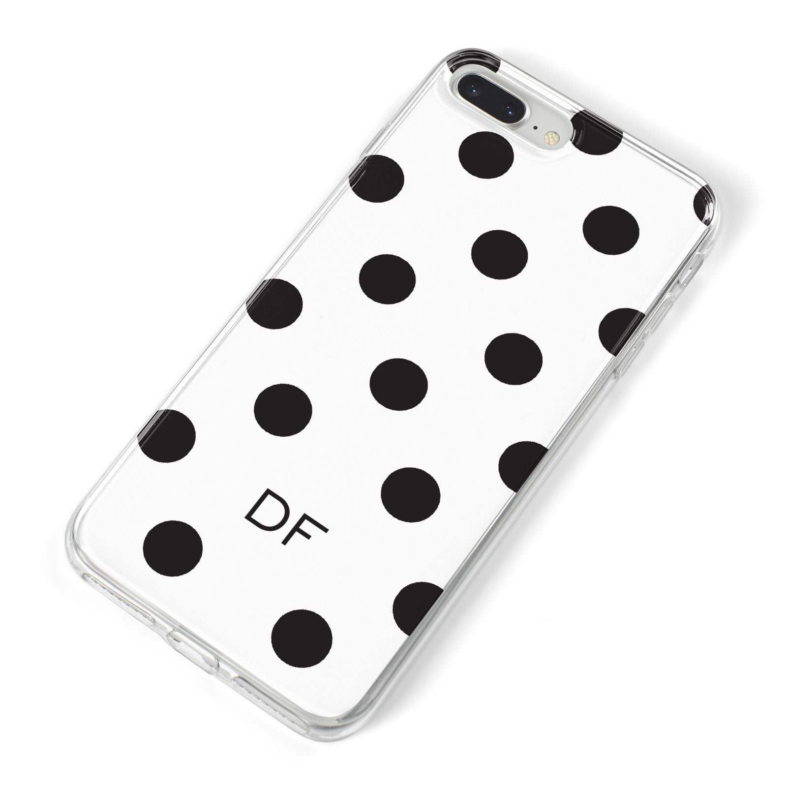 Personalised Initial Black Dots iPhone 8 Plus Bumper Case on Silver iPhone Alternative Image