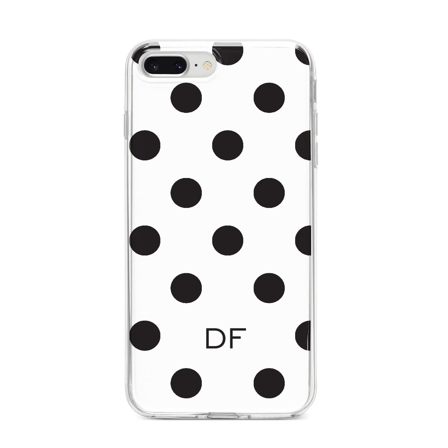 Personalised Initial Black Dots iPhone 8 Plus Bumper Case on Silver iPhone