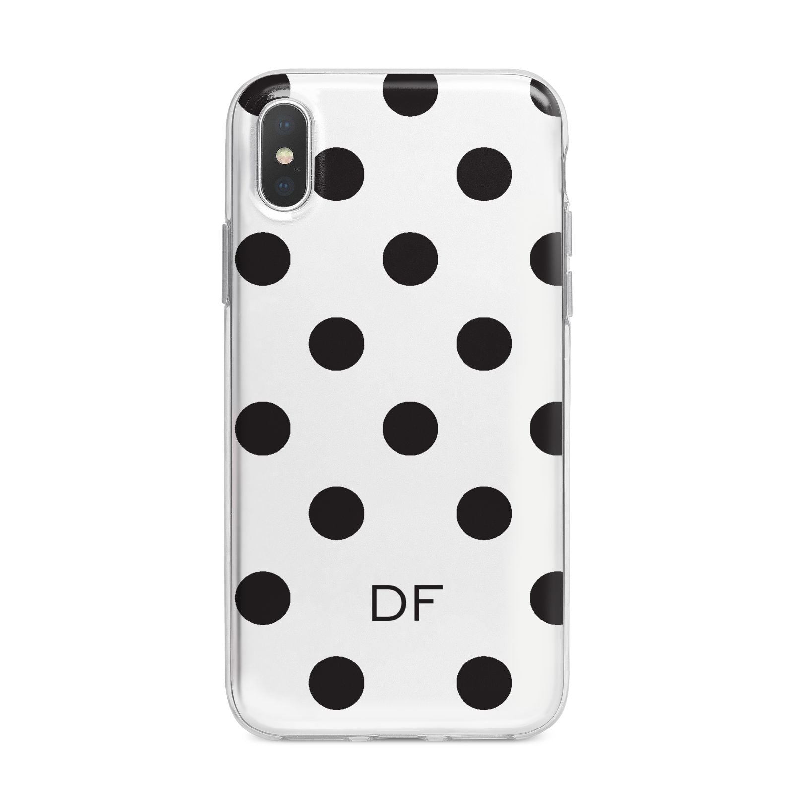 Personalised Initial Black Dots iPhone X Bumper Case on Silver iPhone Alternative Image 1