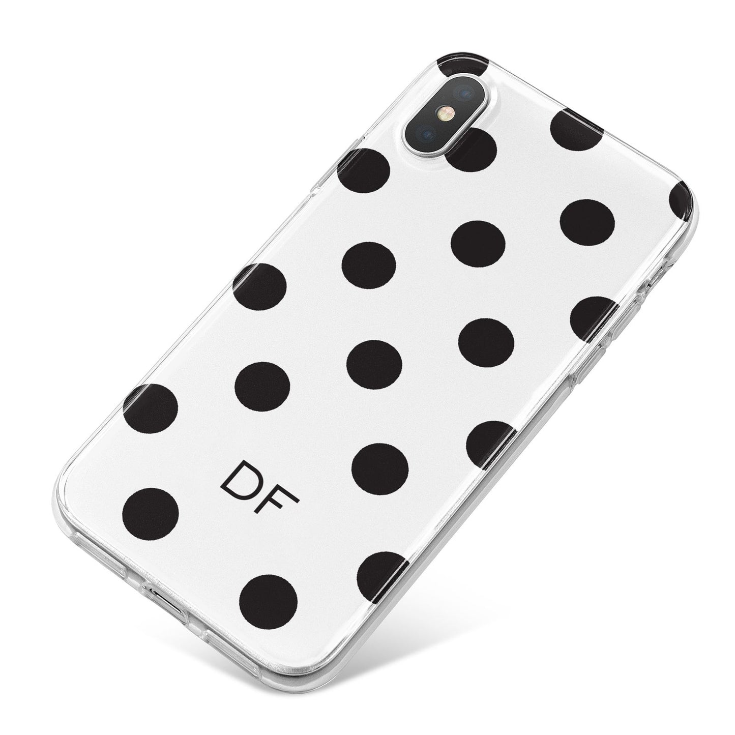 Personalised Initial Black Dots iPhone X Bumper Case on Silver iPhone