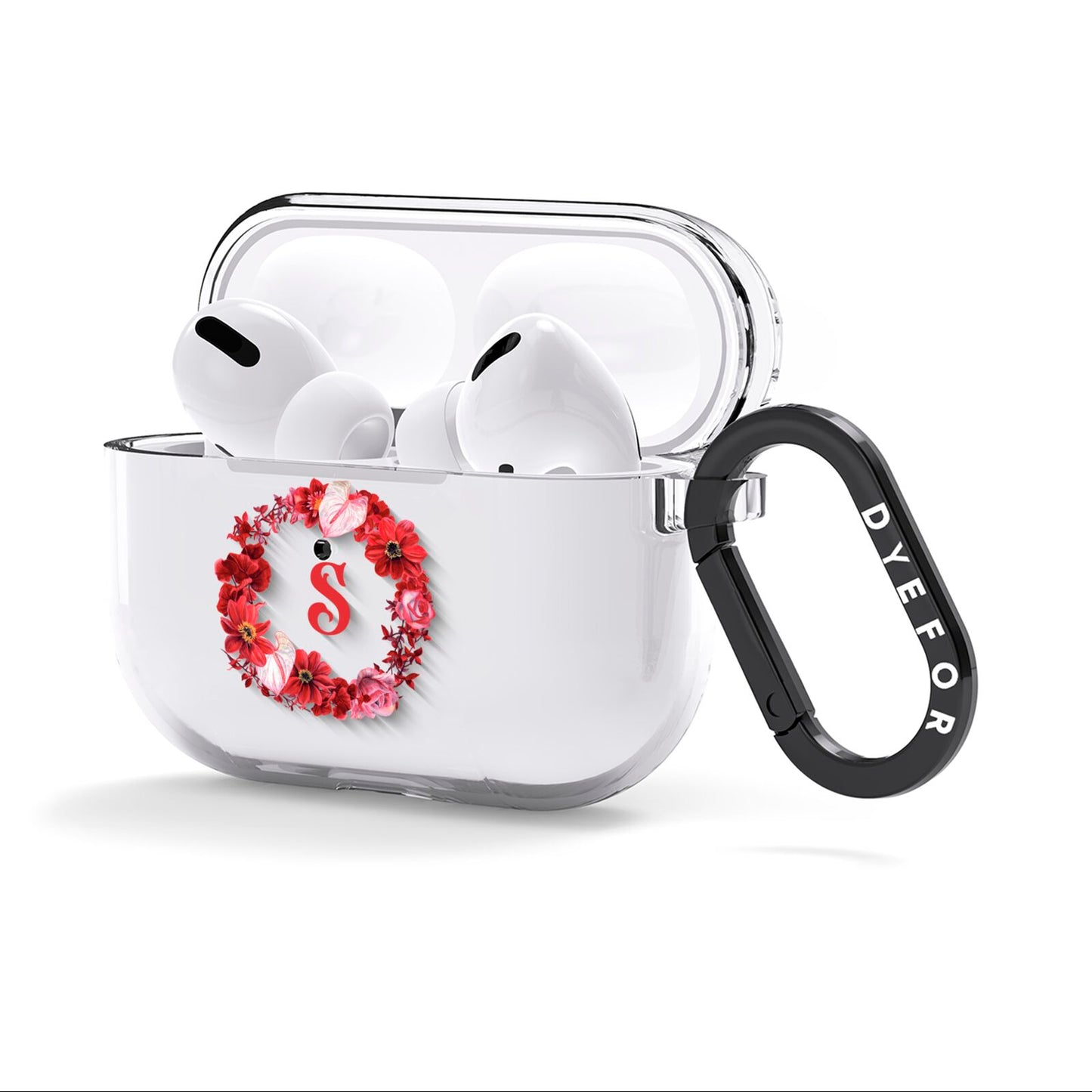 Personalised Initial Floral Wreath AirPods Clear Case 3rd Gen Side Image