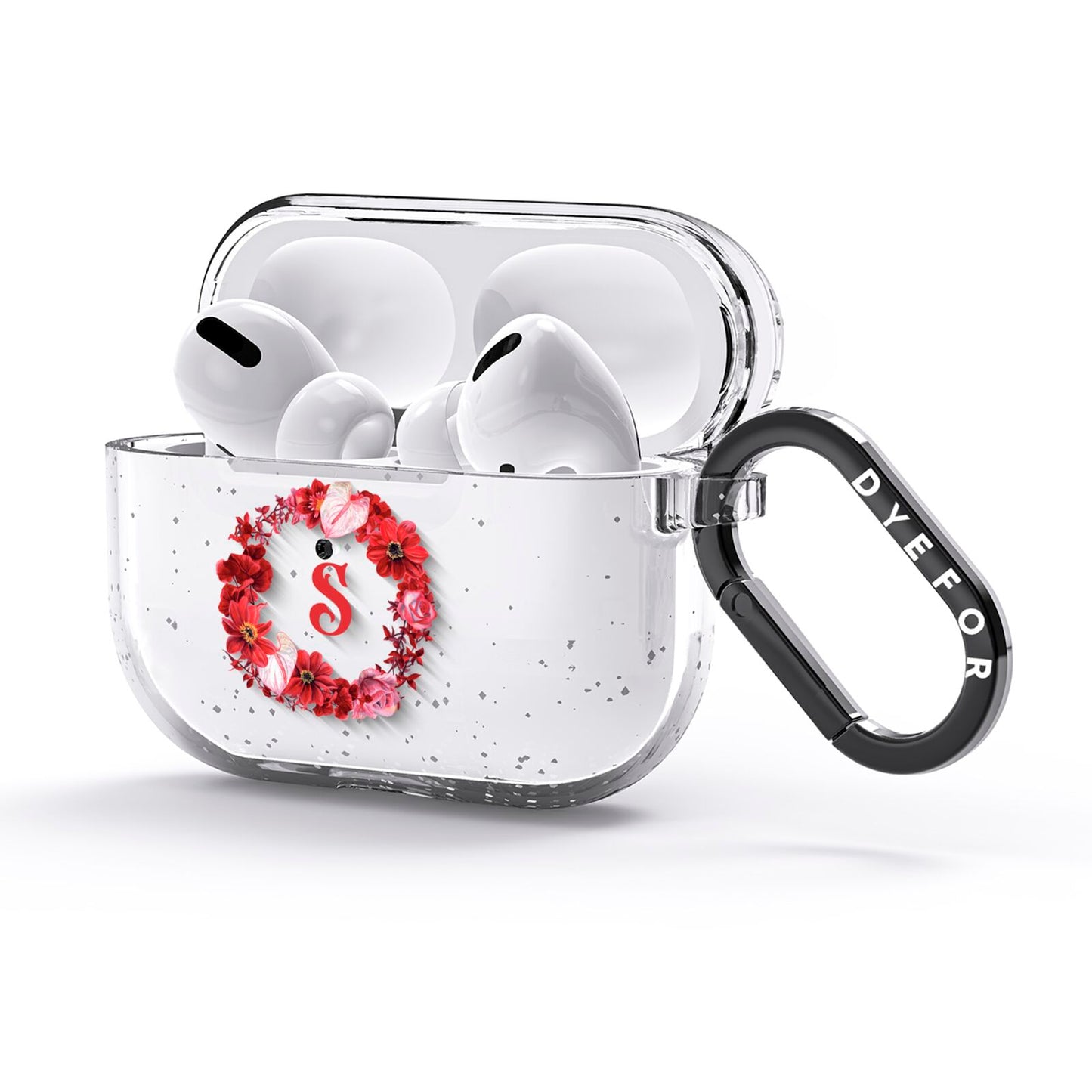 Personalised Initial Floral Wreath AirPods Glitter Case 3rd Gen Side Image