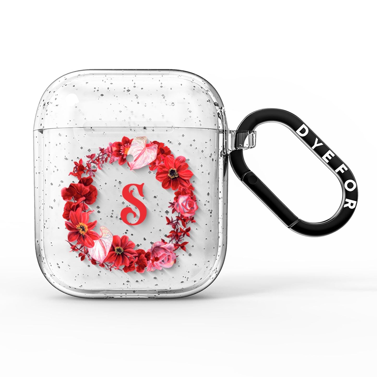 Personalised Initial Floral Wreath AirPods Glitter Case