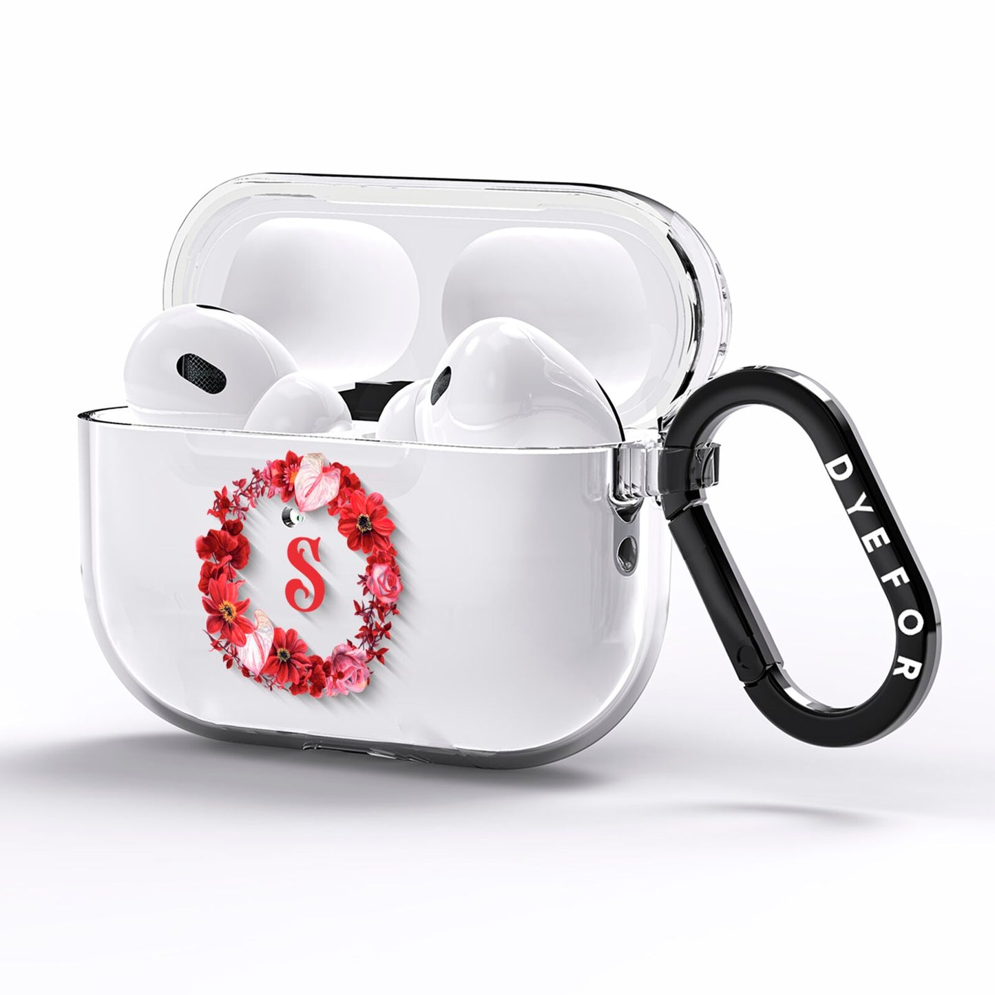 Personalised Initial Floral Wreath AirPods Pro Clear Case Side Image