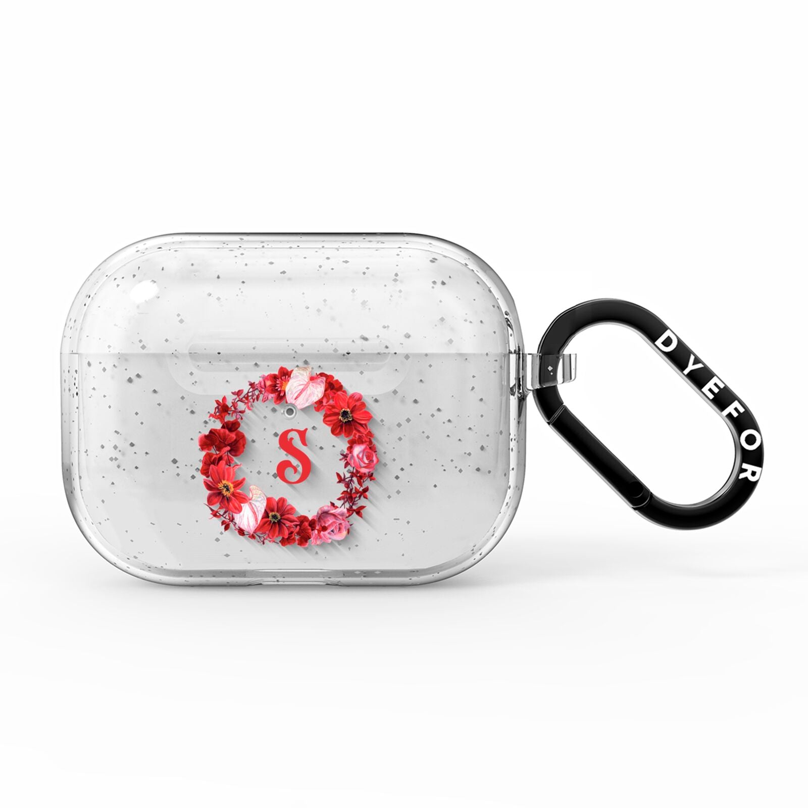 Personalised Initial Floral Wreath AirPods Pro Glitter Case