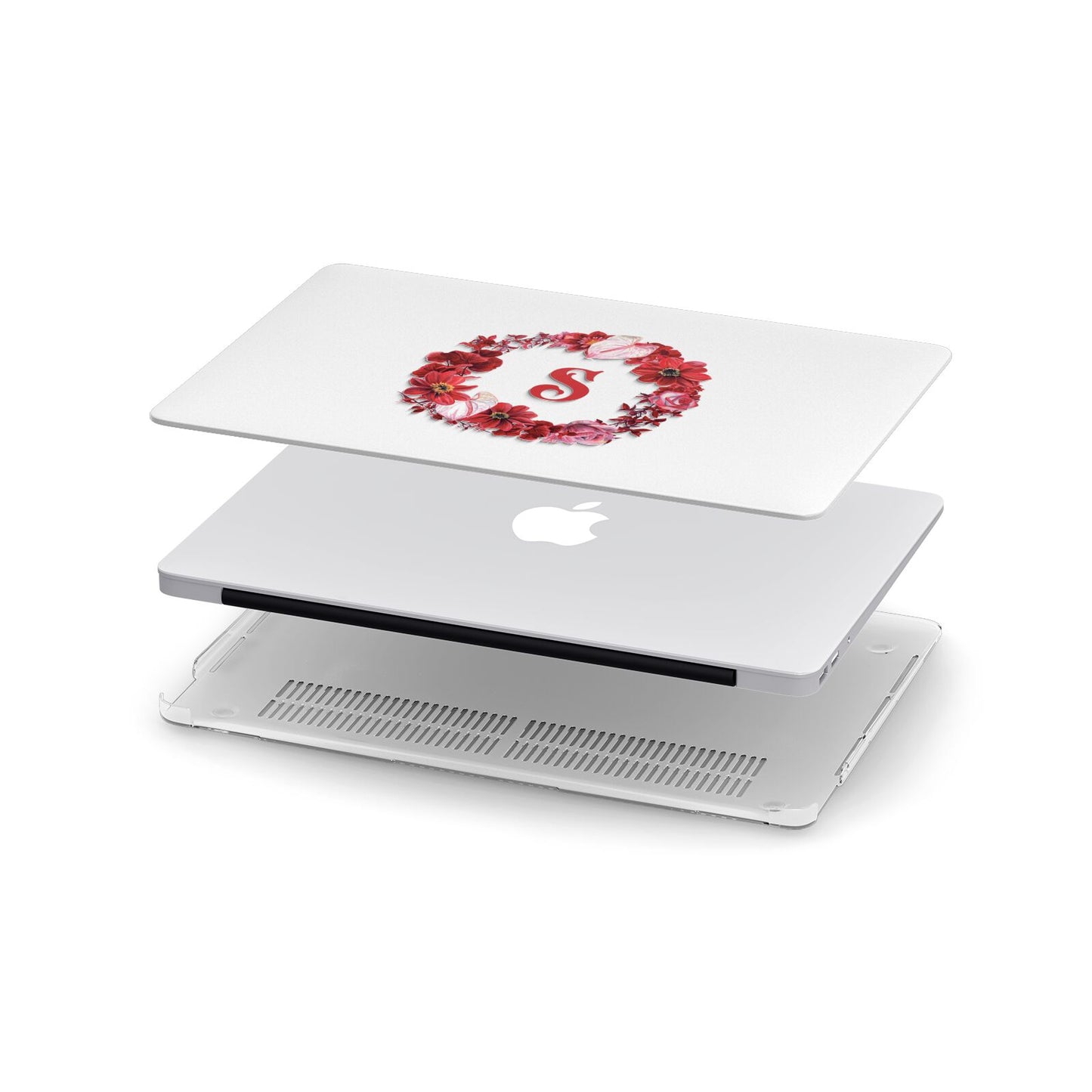 Personalised Initial Floral Wreath Apple MacBook Case in Detail