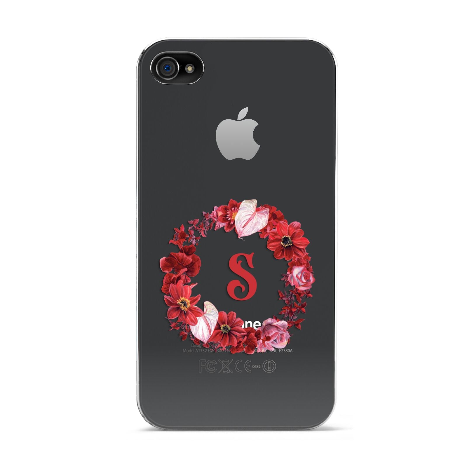 Personalised Initial Floral Wreath Apple iPhone 4s Case