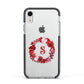 Personalised Initial Floral Wreath Apple iPhone XR Impact Case Black Edge on Silver Phone