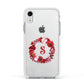 Personalised Initial Floral Wreath Apple iPhone XR Impact Case White Edge on Silver Phone