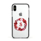 Personalised Initial Floral Wreath Apple iPhone Xs Impact Case Black Edge on Silver Phone