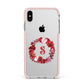 Personalised Initial Floral Wreath Apple iPhone Xs Max Impact Case Pink Edge on Silver Phone