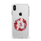 Personalised Initial Floral Wreath Apple iPhone Xs Max Impact Case White Edge on Silver Phone