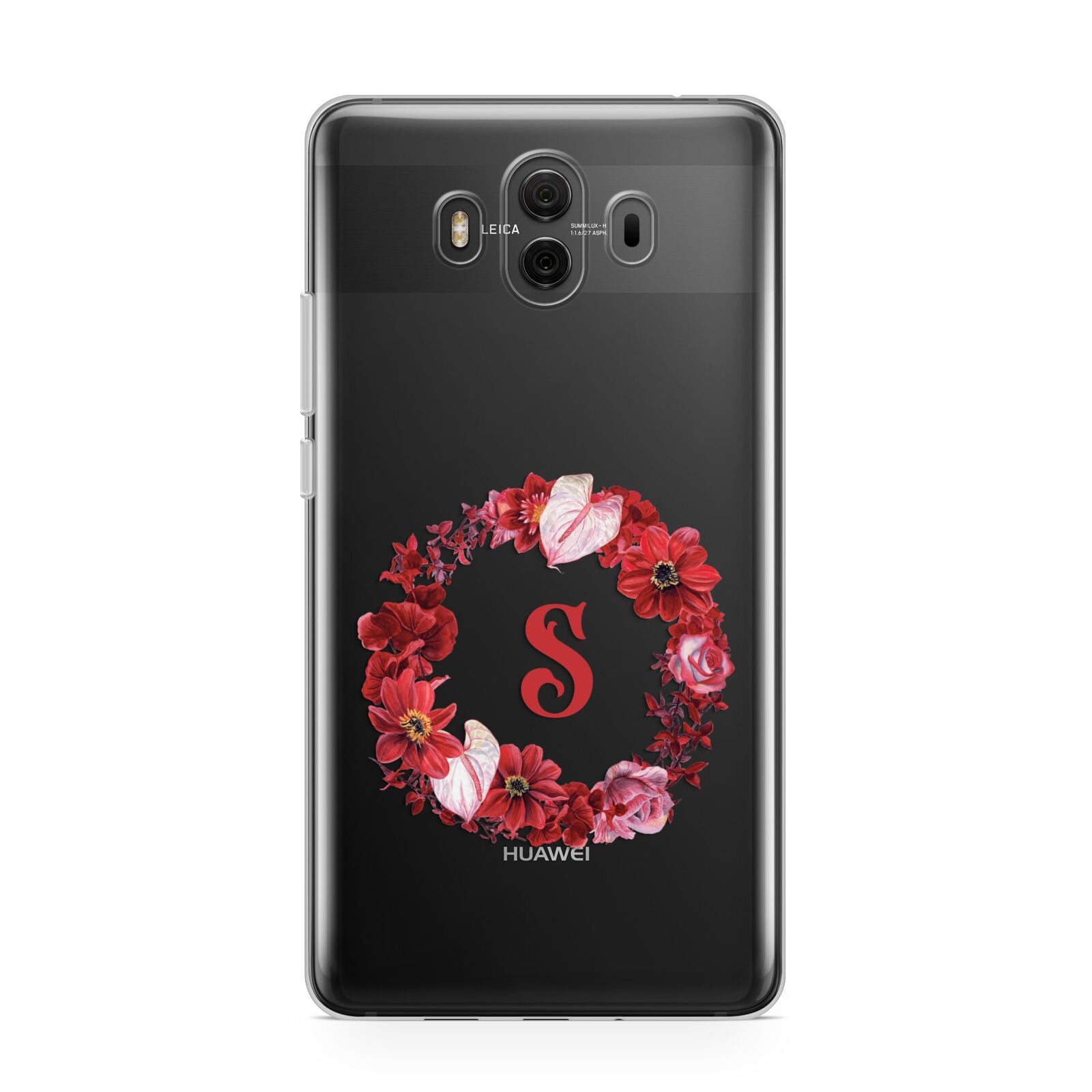 Personalised Initial Floral Wreath Huawei Mate 10 Protective Phone Case