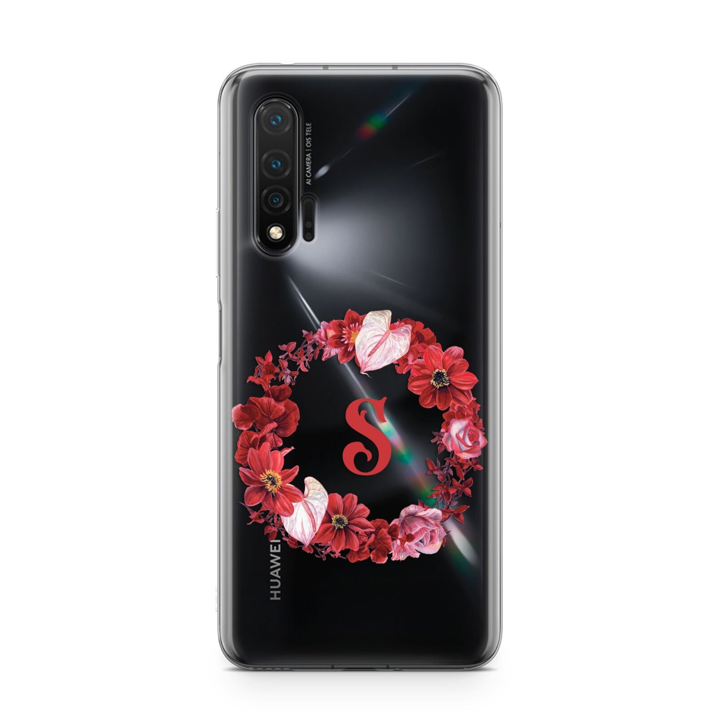 Personalised Initial Floral Wreath Huawei Nova 6 Phone Case