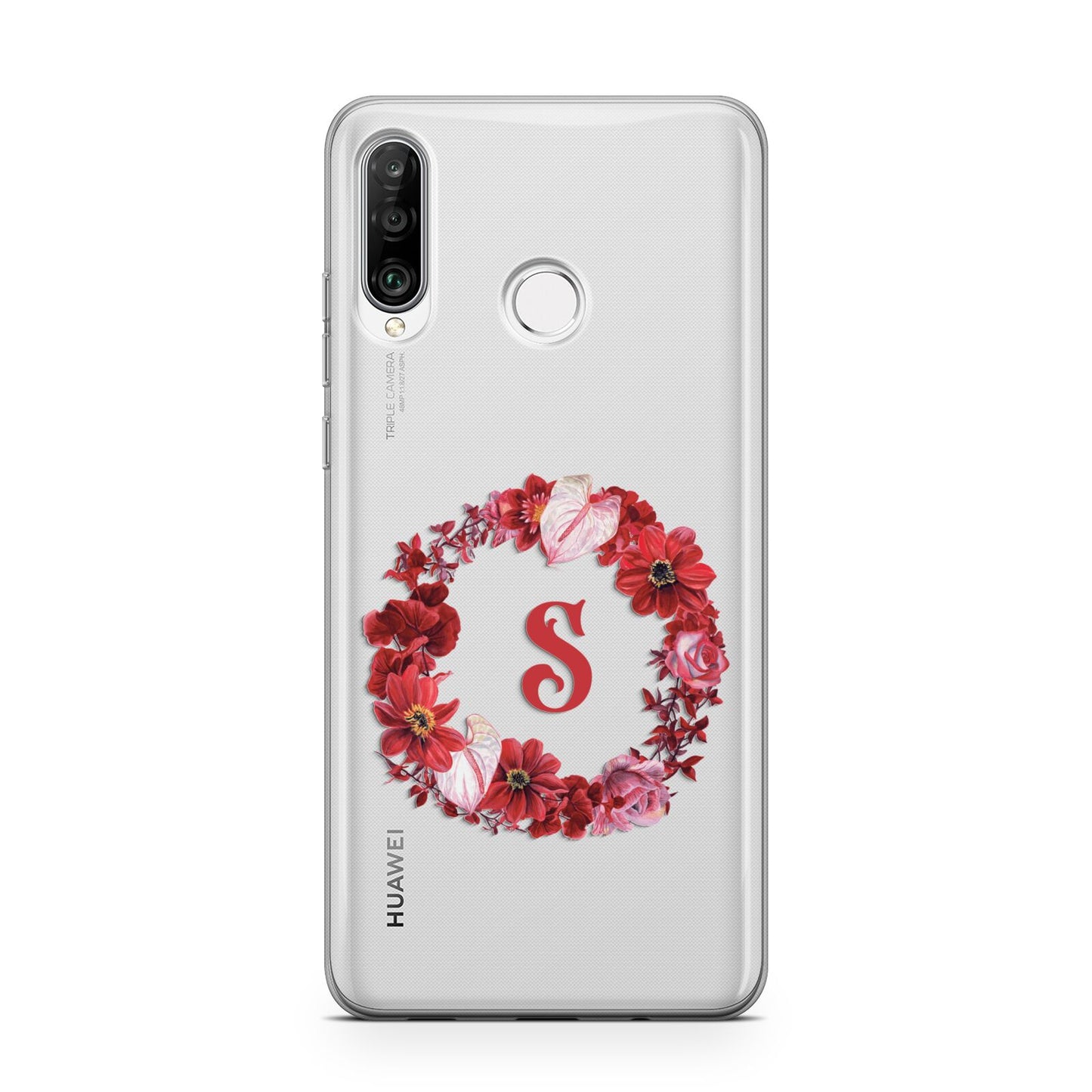 Personalised Initial Floral Wreath Huawei P30 Lite Phone Case