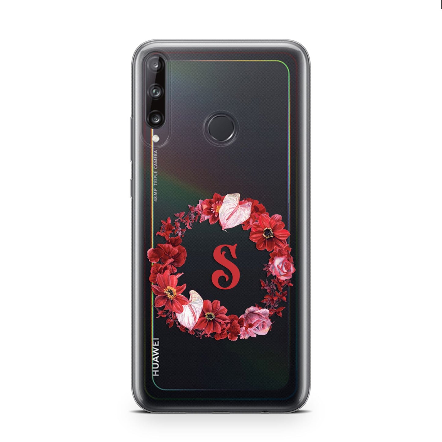 Personalised Initial Floral Wreath Huawei P40 Lite E Phone Case