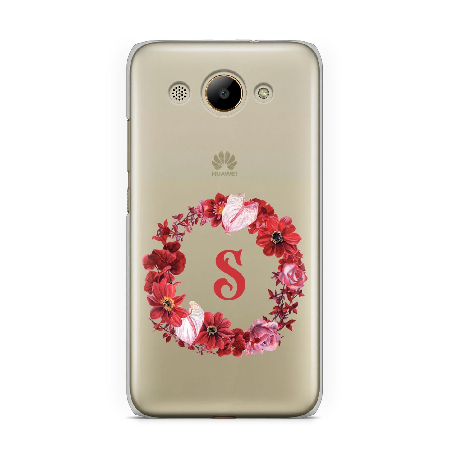 Personalised Initial Floral Wreath Huawei Y3 2017