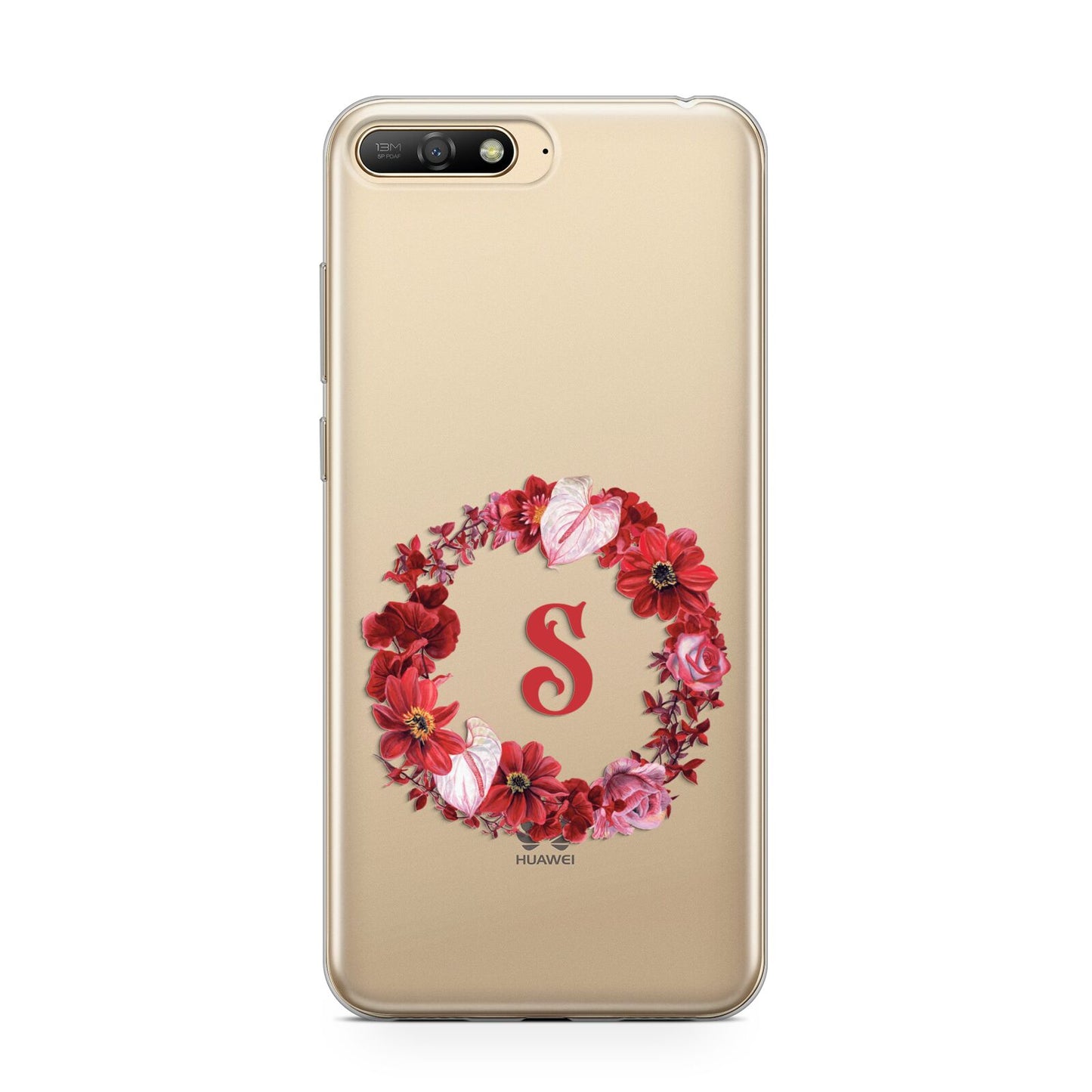 Personalised Initial Floral Wreath Huawei Y6 2018