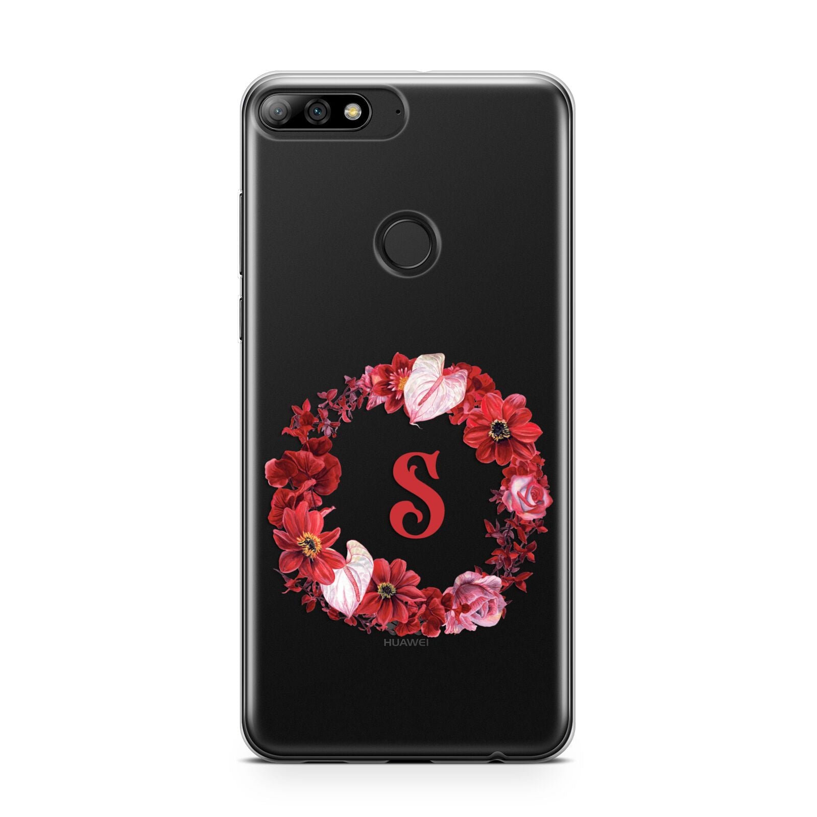 Personalised Initial Floral Wreath Huawei Y7 2018