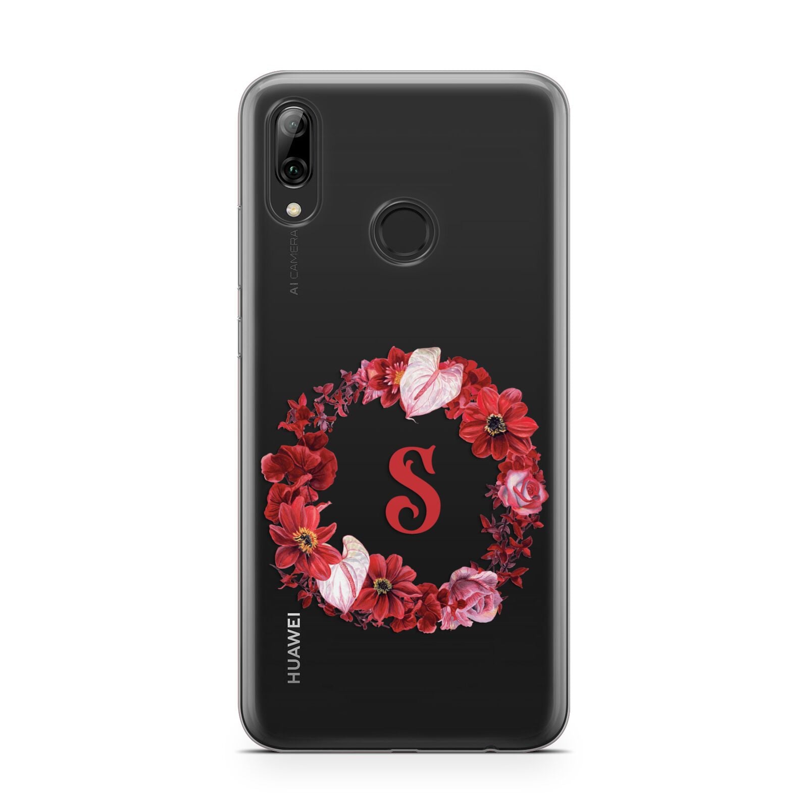 Personalised Initial Floral Wreath Huawei Y7 2019