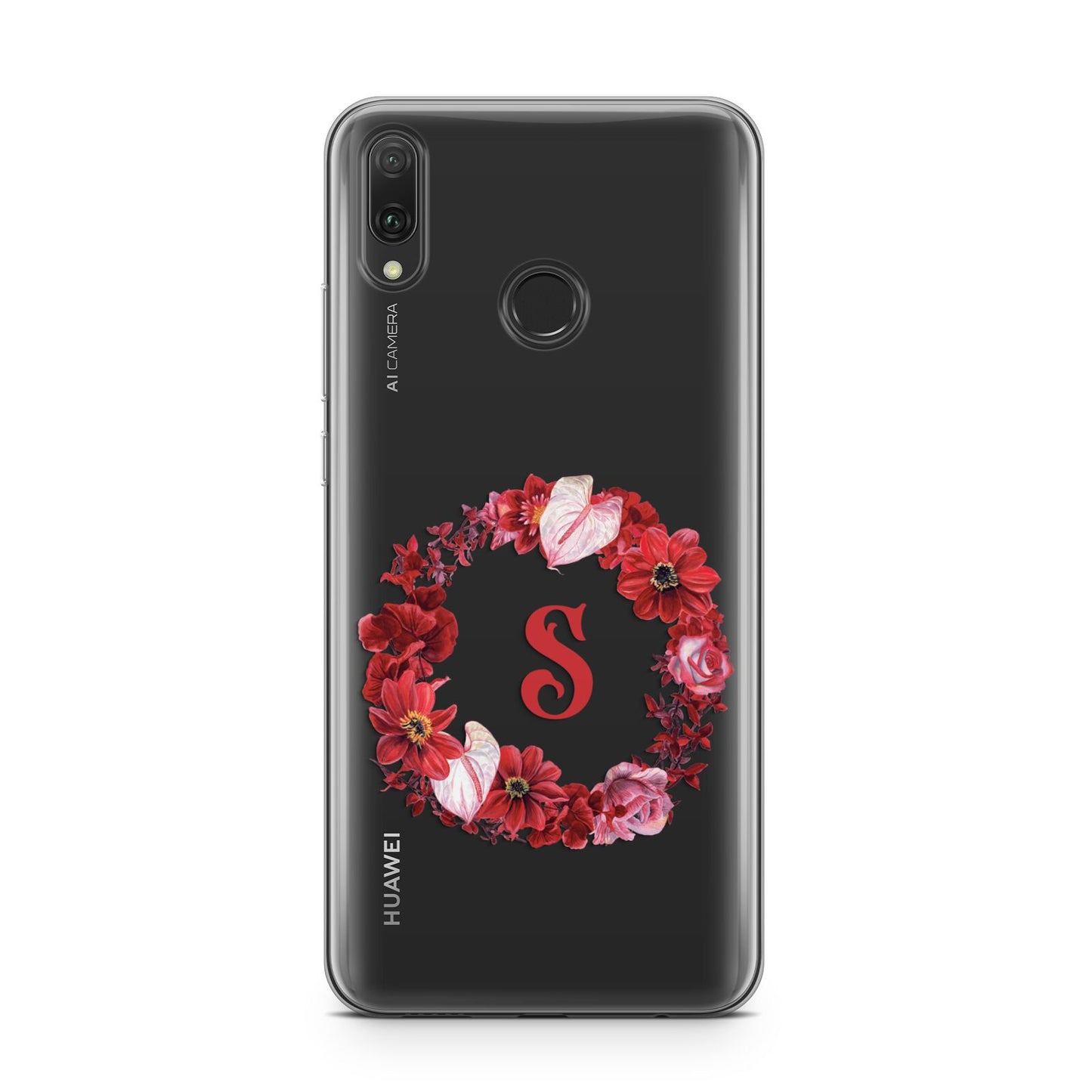 Personalised Initial Floral Wreath Huawei Y9 2019