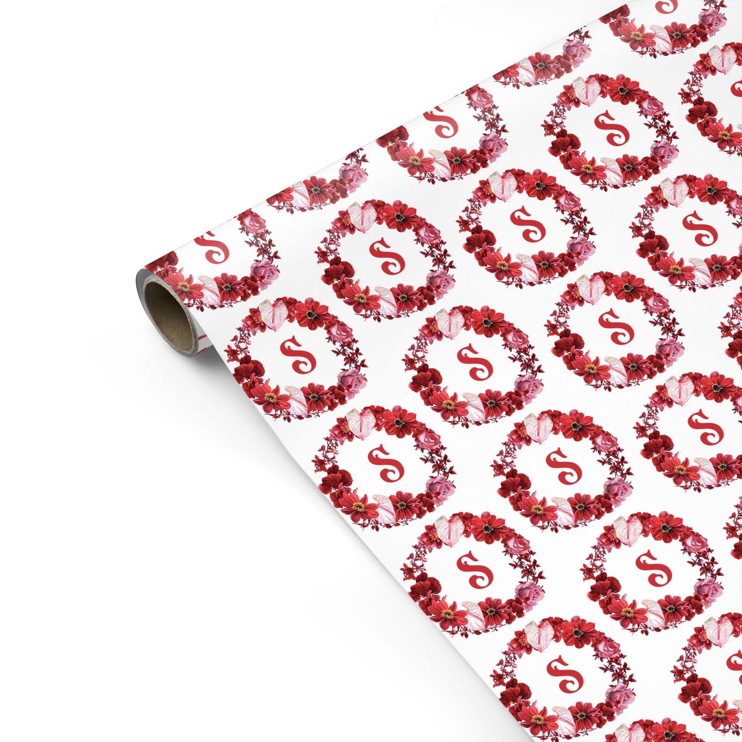 Personalised Initial Floral Wreath Personalised Gift Wrap