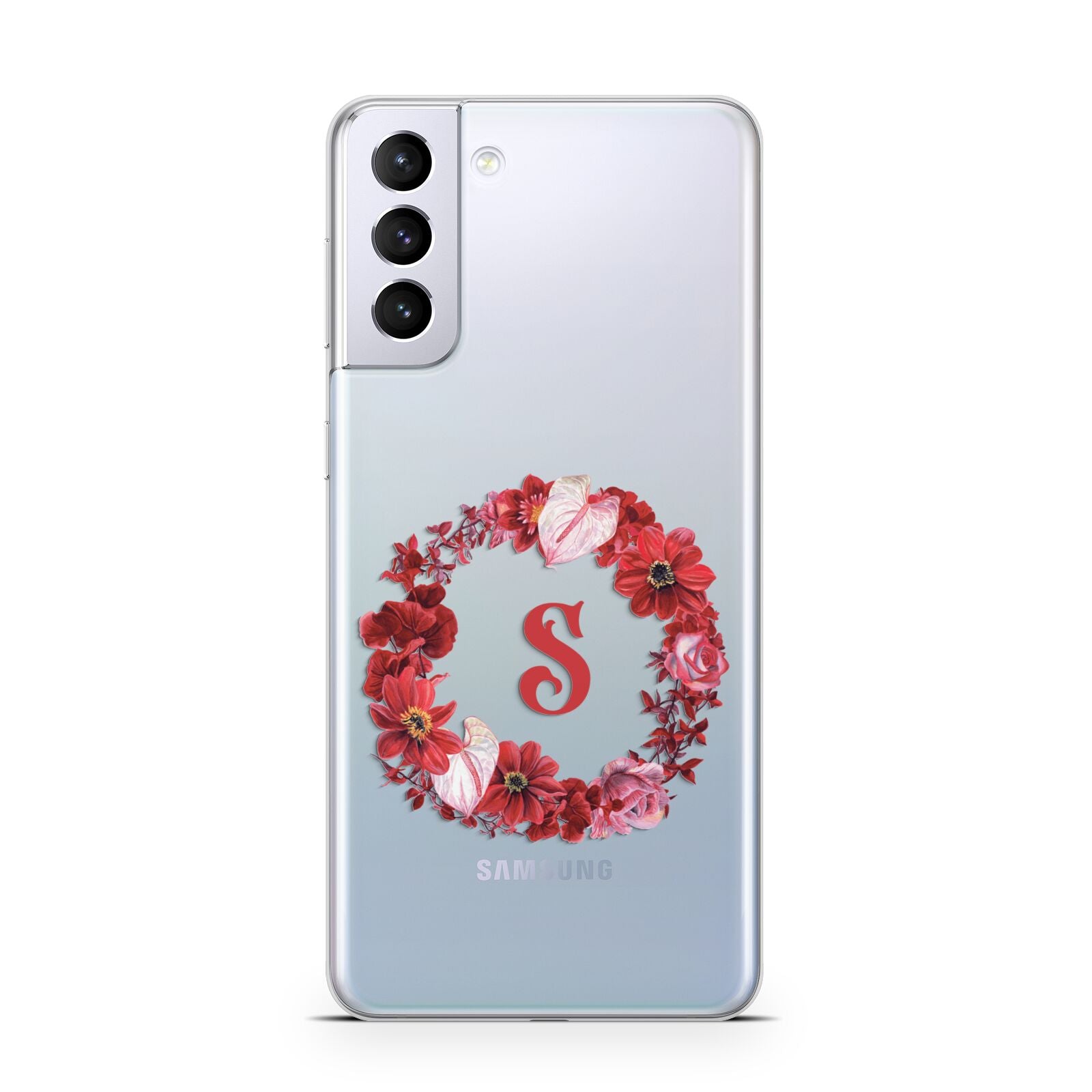 Personalised Initial Floral Wreath Samsung S21 Plus Case