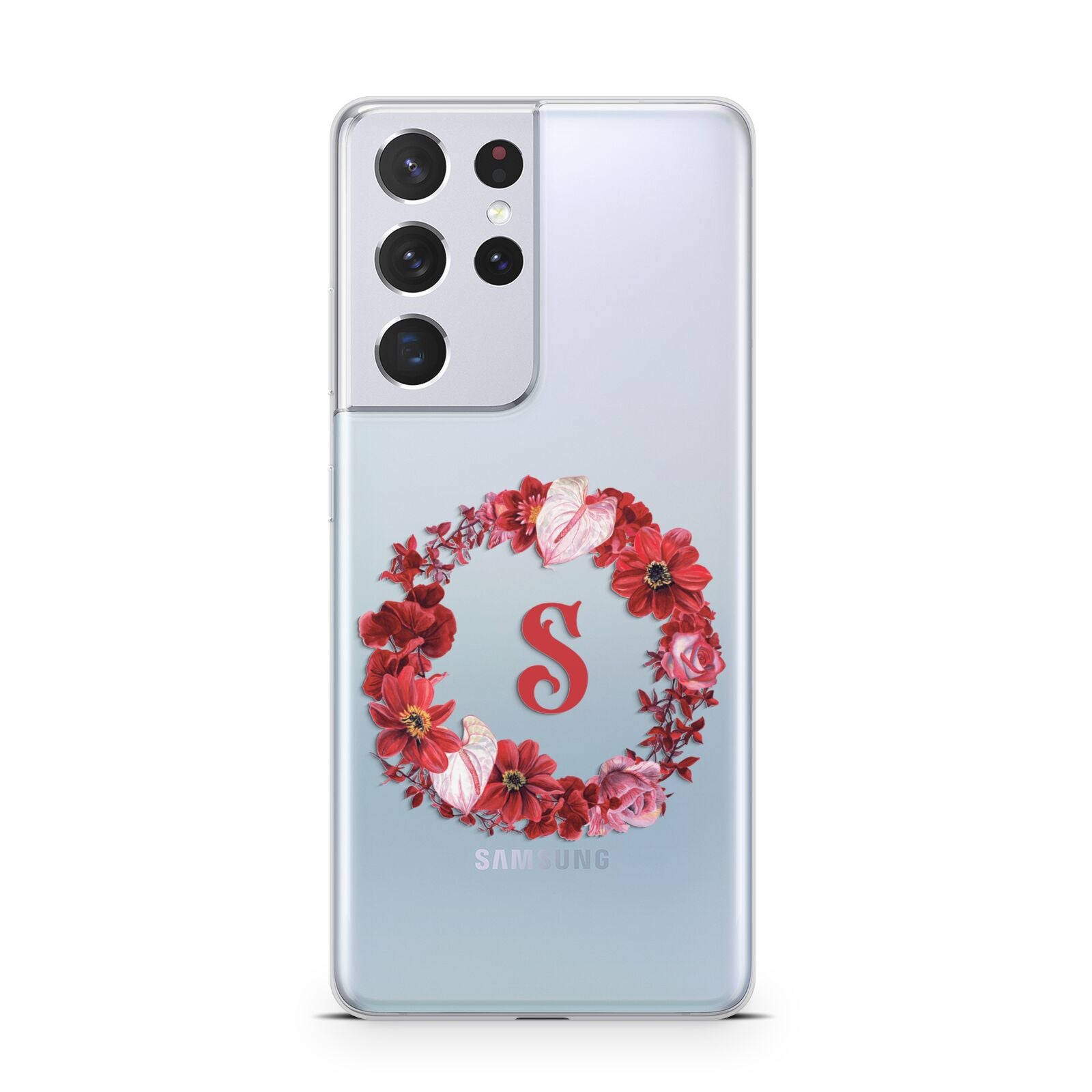 Personalised Initial Floral Wreath Samsung S21 Ultra Case