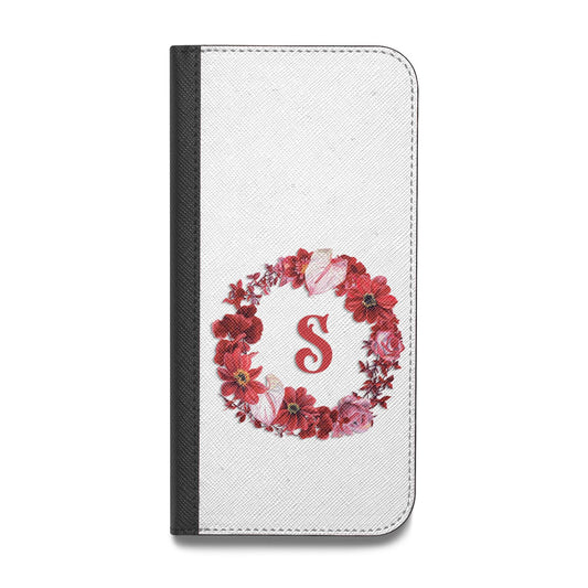 Personalised Initial Floral Wreath Vegan Leather Flip Samsung Case