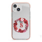 Personalised Initial Floral Wreath iPhone 13 Mini TPU Impact Case with Pink Edges