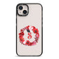 Personalised Initial Floral Wreath iPhone 14 Plus Black Impact Case on Silver phone