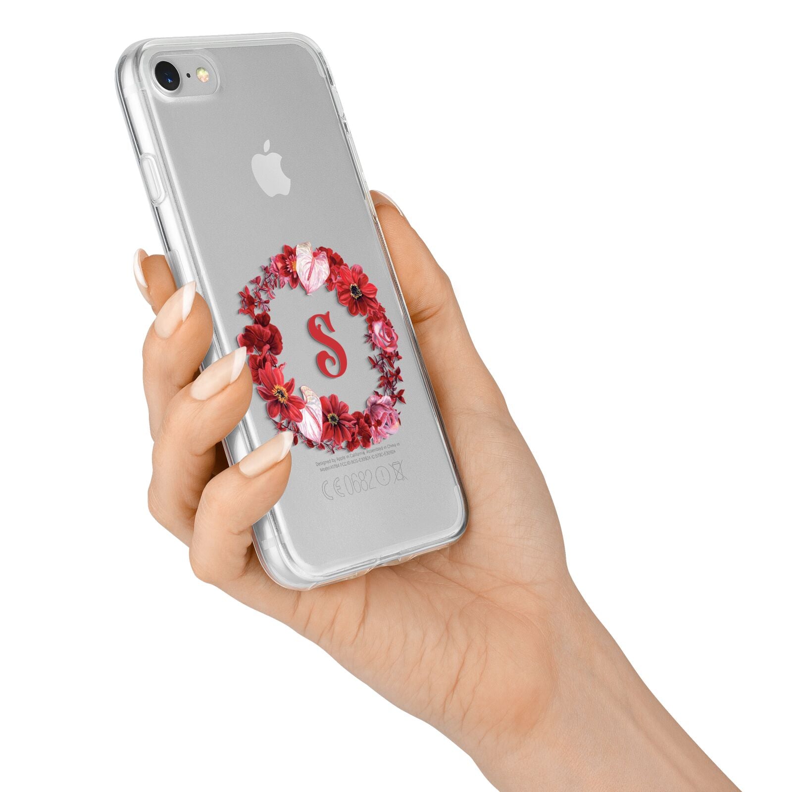 Personalised Initial Floral Wreath iPhone 7 Bumper Case on Silver iPhone Alternative Image