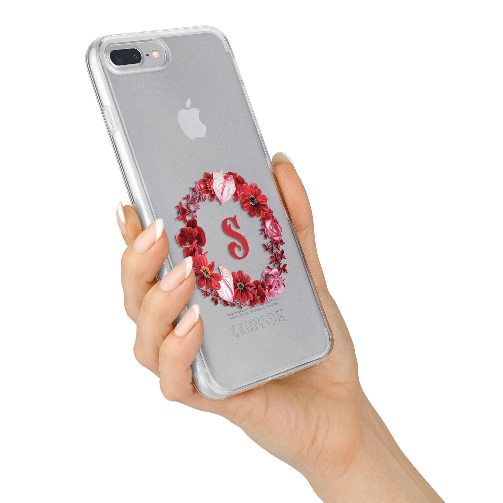 Personalised Initial Floral Wreath iPhone 7 Plus Bumper Case on Silver iPhone Alternative Image