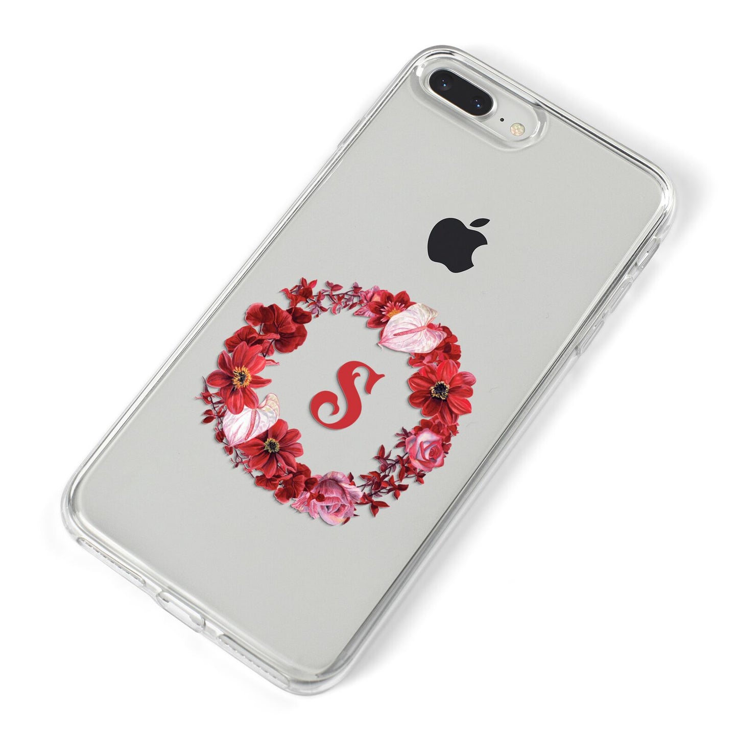 Personalised Initial Floral Wreath iPhone 8 Plus Bumper Case on Silver iPhone Alternative Image