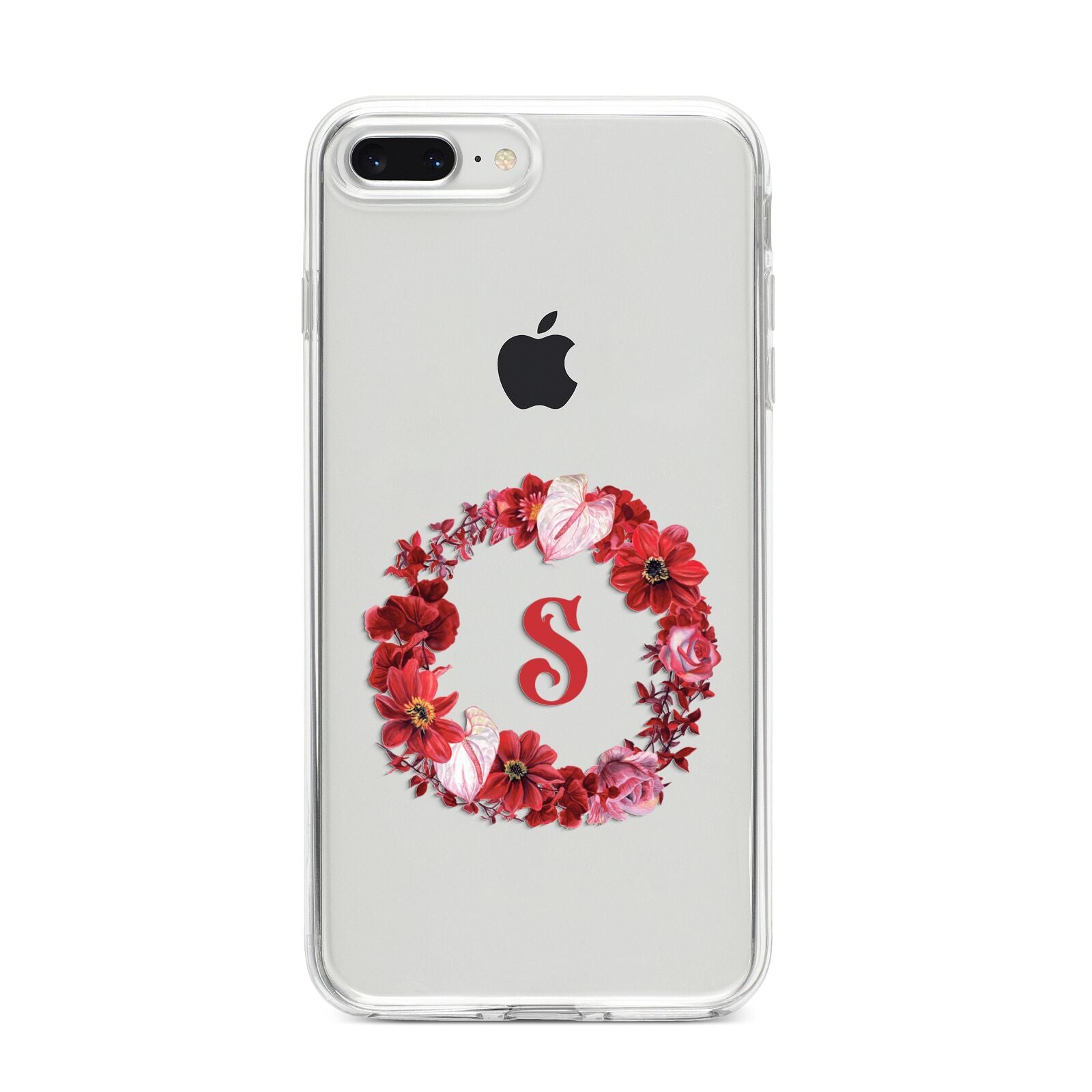 Personalised Initial Floral Wreath iPhone 8 Plus Bumper Case on Silver iPhone