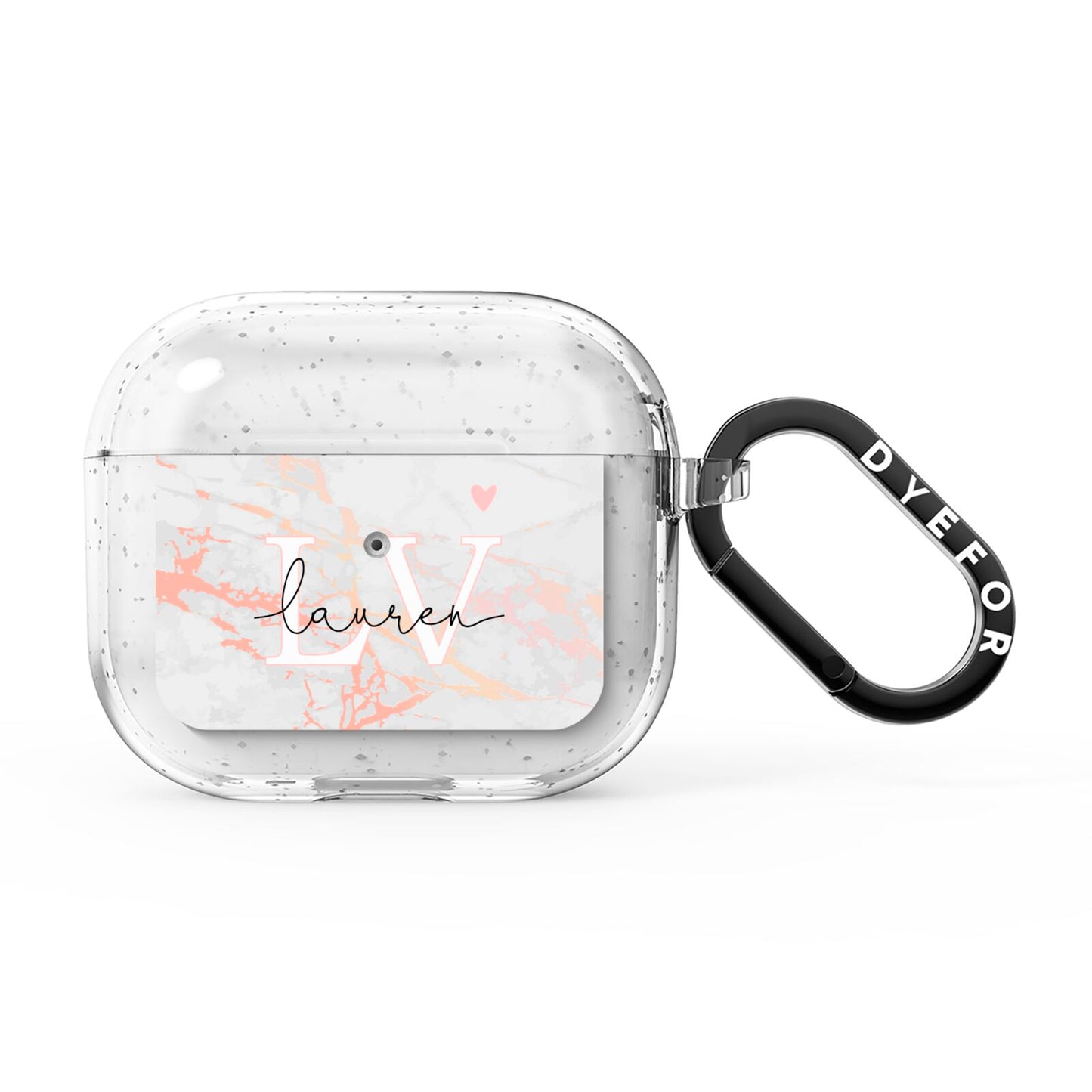 Personalised Initial Pink Marble AirPods Glitter Case 3rd Gen