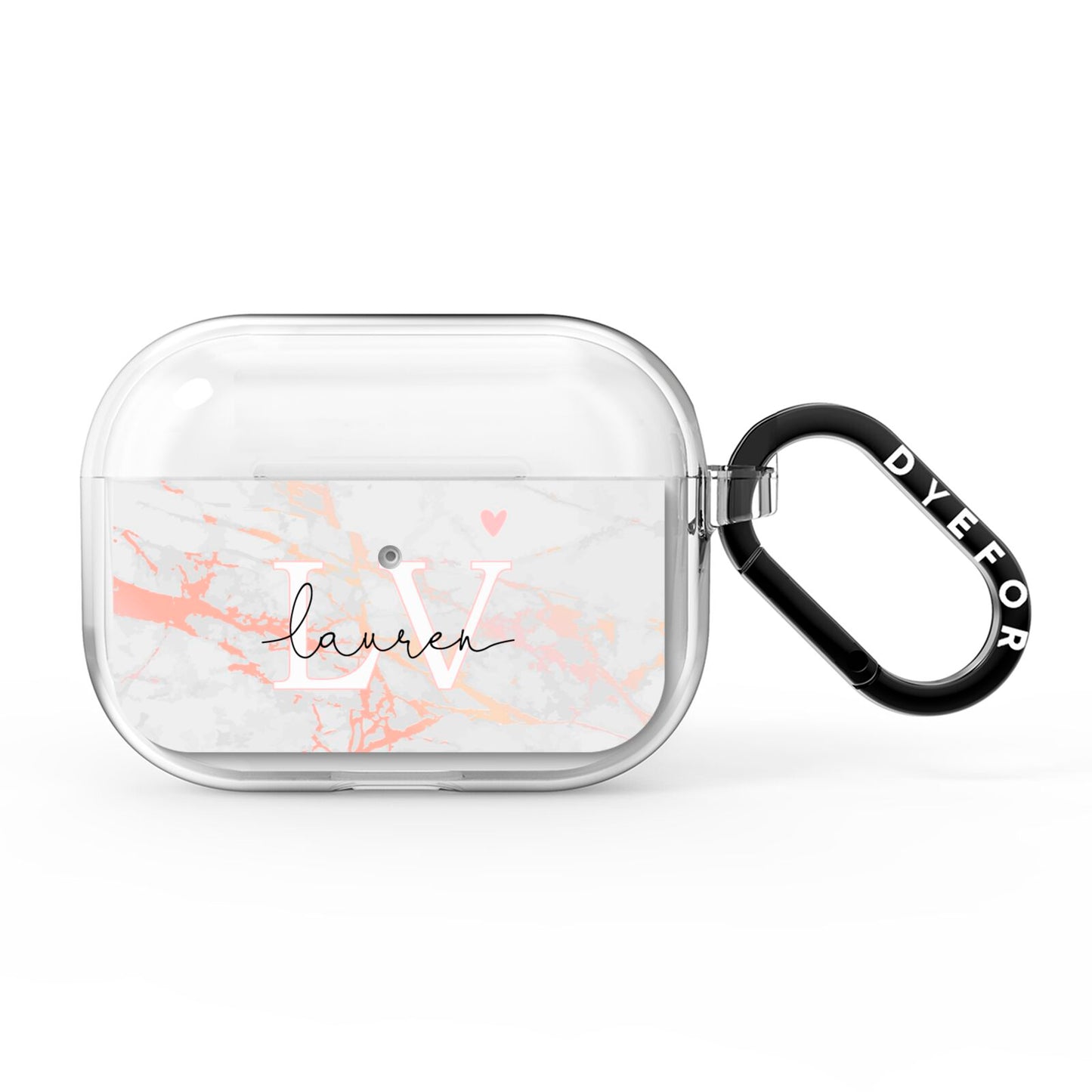 Personalised Initial Pink Marble AirPods Pro Clear Case