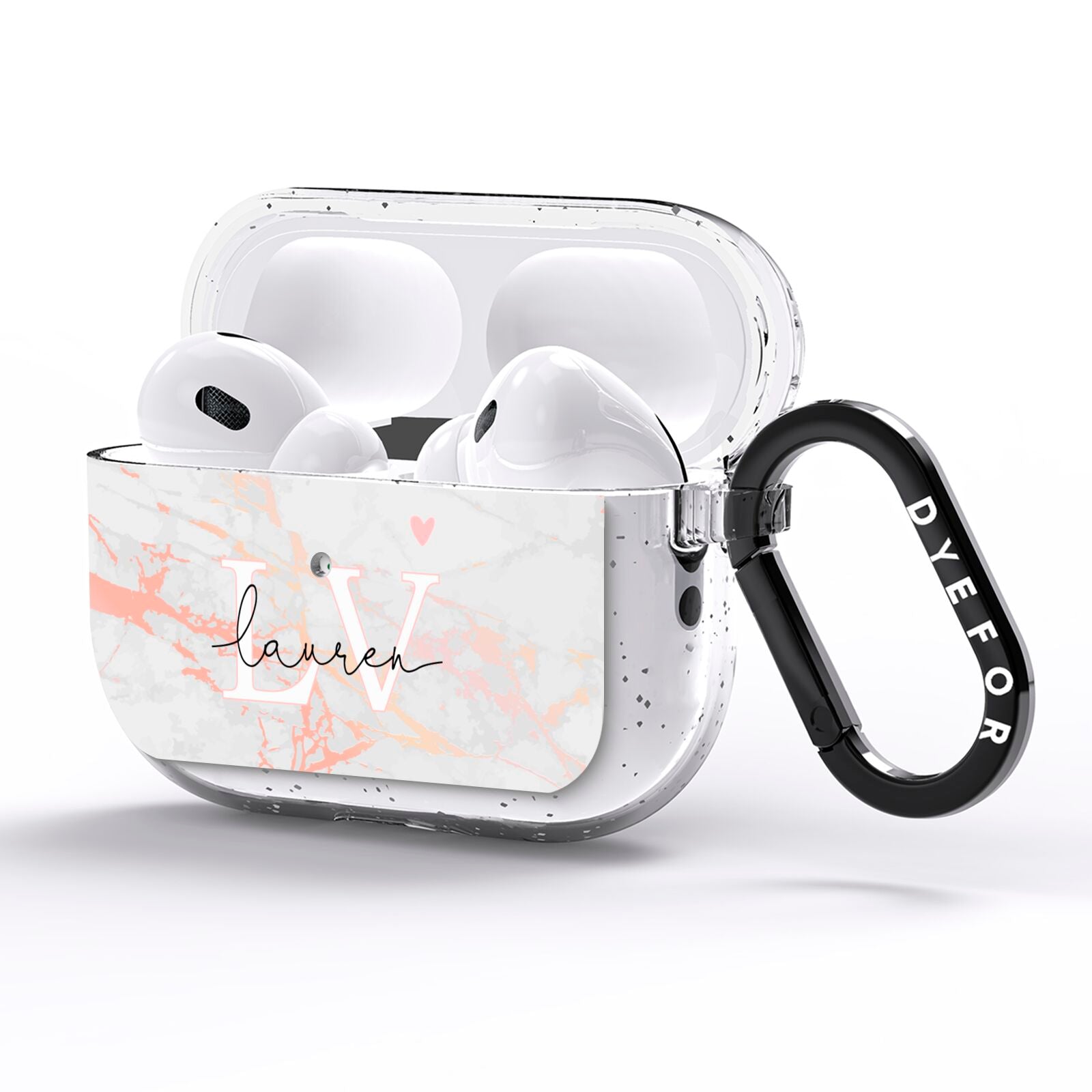 Personalised Initial Pink Marble AirPods Pro Glitter Case Side Image
