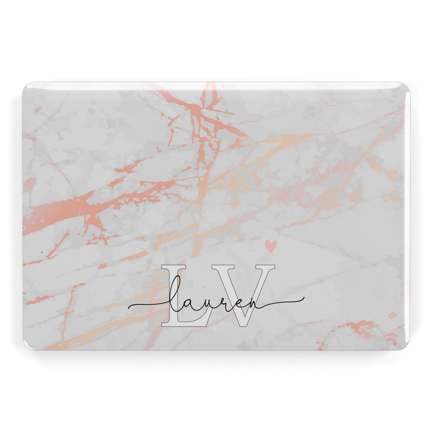 Personalised Initial Pink Marble Apple MacBook Case