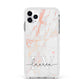 Personalised Initial Pink Marble Apple iPhone 11 Pro Max in Silver with White Impact Case
